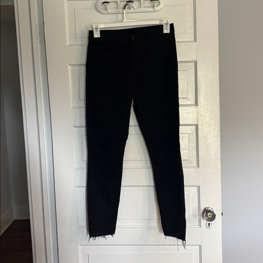 MOTHER Stunner Zip Ankle Step Fray Classic Black Denim